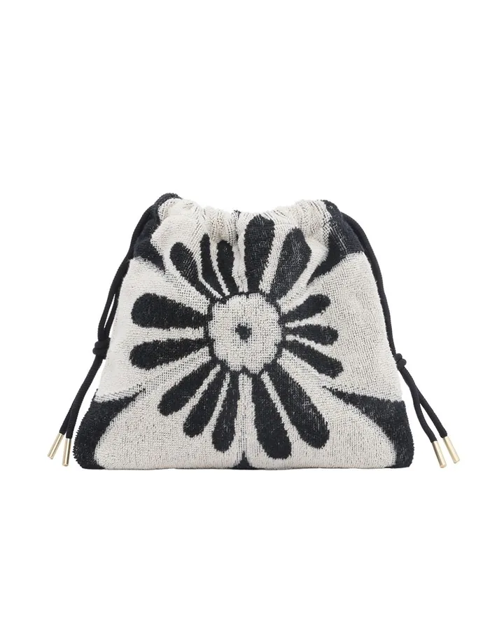 Women Bags Zimmermann Towelling Drawstring Pouch Blackcream