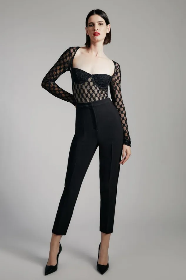 Women Bardot Bodysuits Adoni Long Sleeve Bodysuit In Black