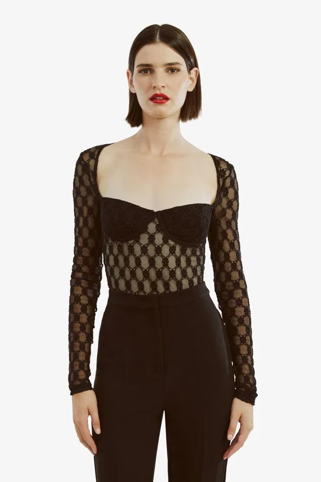 Women Bardot Bodysuits Adoni Long Sleeve Bodysuit In Black Women Bardot Bodysuits Adoni Long Sleeve Bodysuit In Black