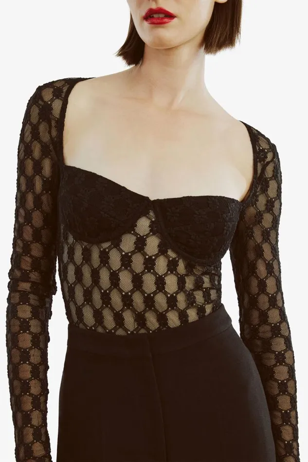 Women Bardot Bodysuits Adoni Long Sleeve Bodysuit In Black Women Bardot Bodysuits Adoni Long Sleeve Bodysuit In Black
