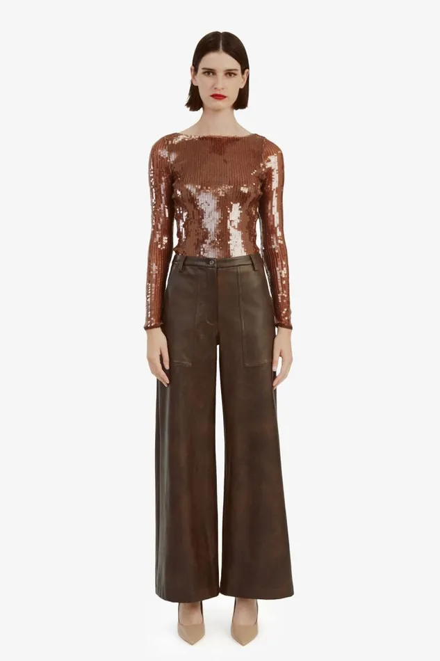 Women Bardot Bodysuits Brenna Sequin Bodysuit In Chocolate Women Bardot Bodysuits Brenna Sequin Bodysuit In Chocolate
