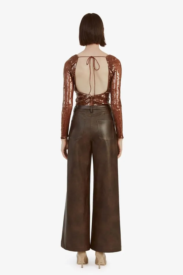 Women Bardot Bodysuits Brenna Sequin Bodysuit In Chocolate Women Bardot Bodysuits Brenna Sequin Bodysuit In Chocolate