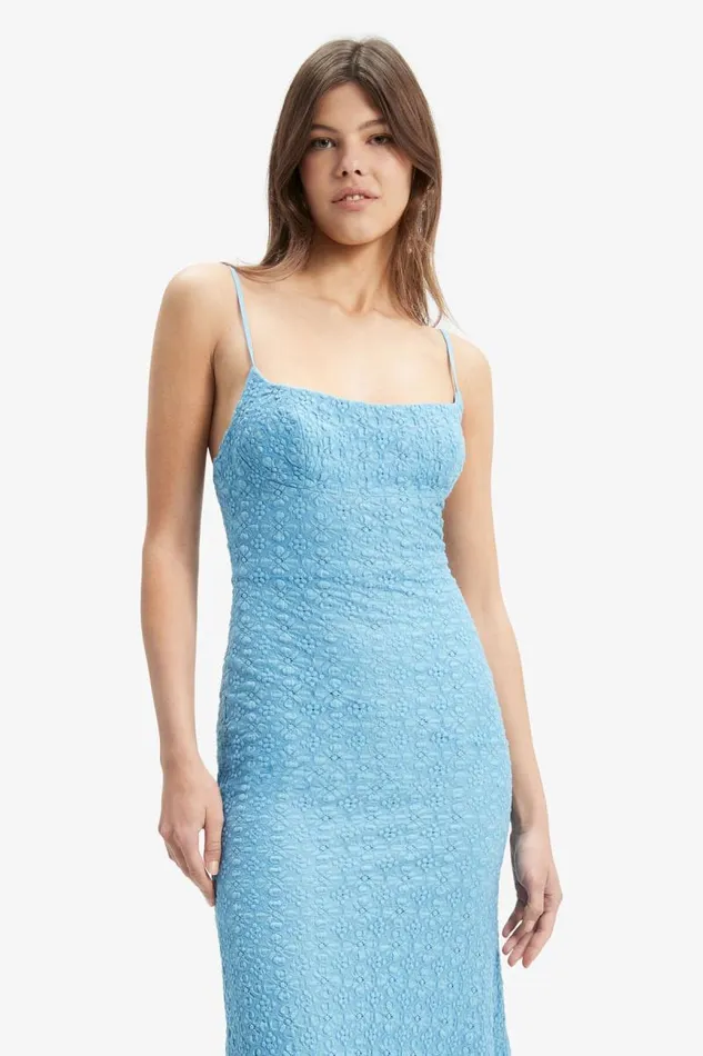 Women Bardot Day To Night Dresses Adoni Mesh Midi Dress In Mid Blue Women Bardot Day To Night Dresses Adoni Mesh Midi Dress In Mid Blue