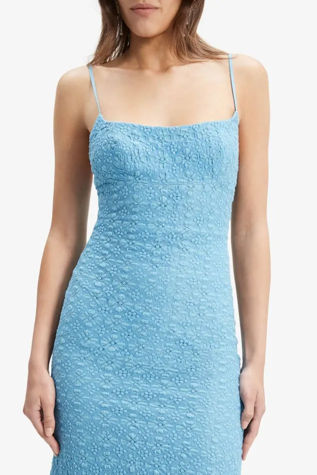 Women Bardot Day To Night Dresses Adoni Mesh Midi Dress In Mid Blue Women Bardot Day To Night Dresses Adoni Mesh Midi Dress In Mid Blue