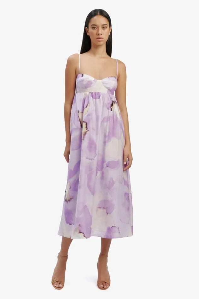 Women Bardot Day To Night Dresses Lenora Printed Midi Dress In Lavndr Fl Women Bardot Day To Night Dresses Lenora Printed Midi Dress In Lavndr Fl