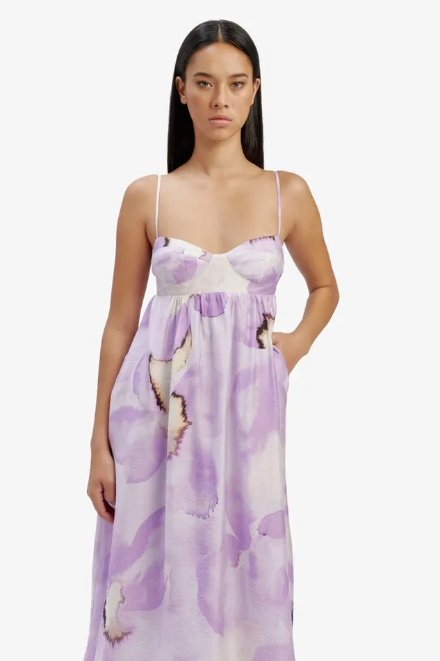 Women Bardot Day To Night Dresses Lenora Printed Midi Dress In Lavndr Fl Women Bardot Day To Night Dresses Lenora Printed Midi Dress In Lavndr Fl