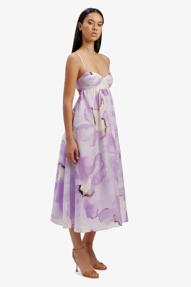 Women Bardot Day To Night Dresses Lenora Printed Midi Dress In Lavndr Fl Women Bardot Day To Night Dresses Lenora Printed Midi Dress In Lavndr Fl
