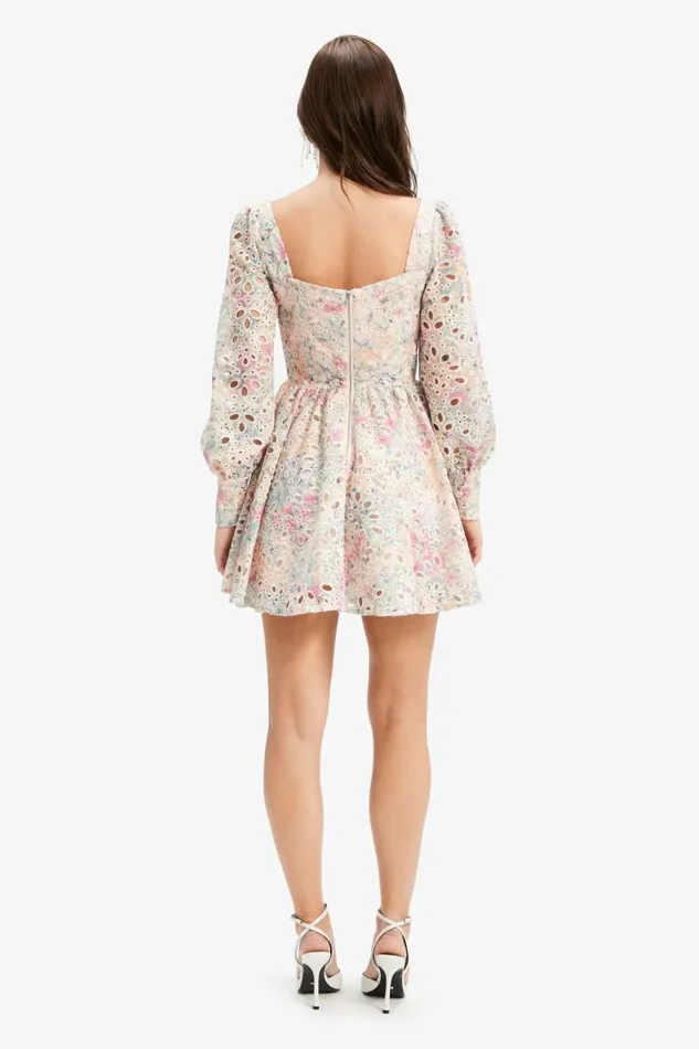 Women Bardot Day To Night Dresses Lila Flounce Broderie Dress In Pastel Floral Women Bardot Day To Night Dresses Lila Flounce Broderie Dress In Pastel Floral