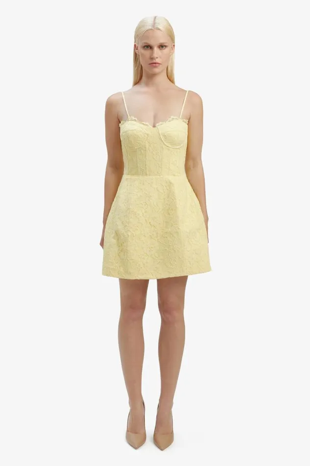 Women Bardot Party Dresses Clarina Lace Mini Dress In Canary Ylw Women Bardot Party Dresses Clarina Lace Mini Dress In Canary Ylw