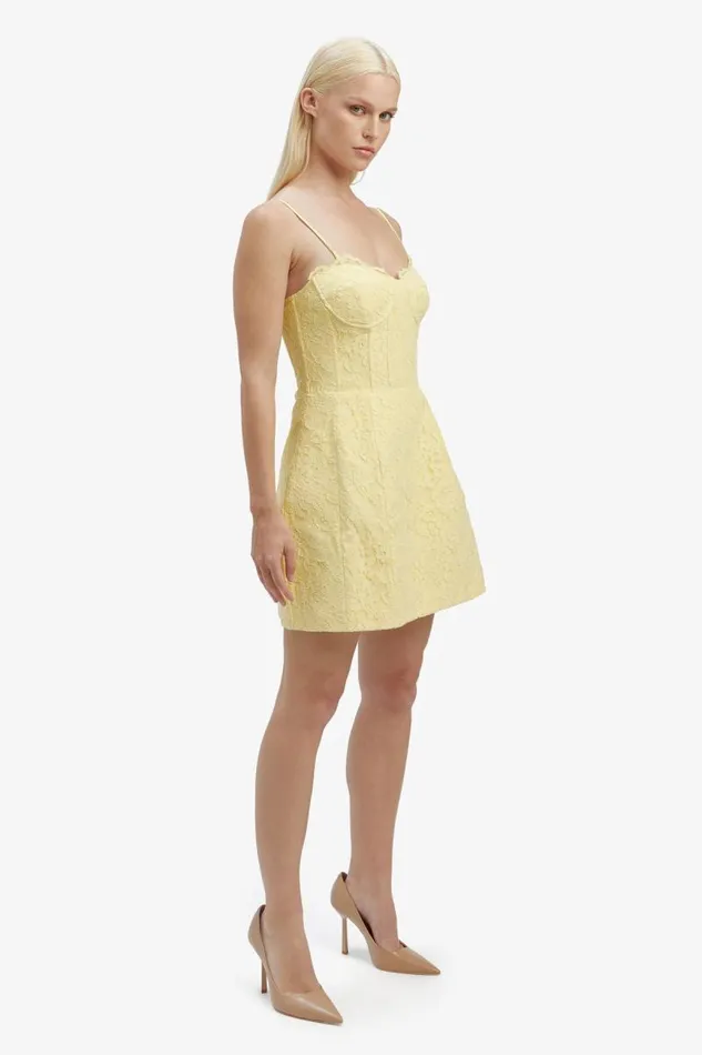 Women Bardot Party Dresses Clarina Lace Mini Dress In Canary Ylw Women Bardot Party Dresses Clarina Lace Mini Dress In Canary Ylw