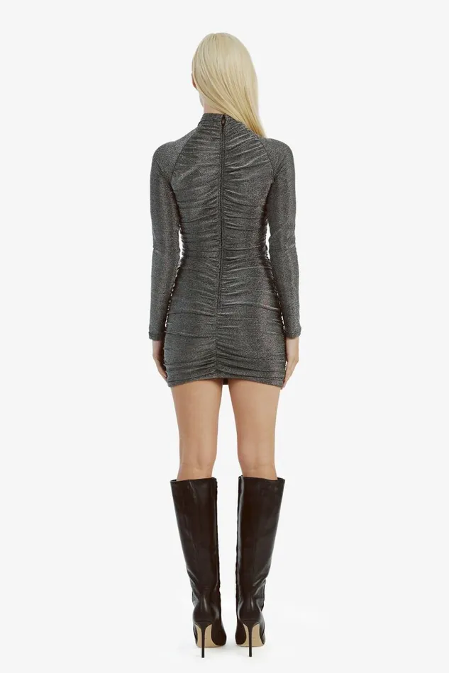 Women Bardot Party Dresses Evalina Lurex Mini Dress In Silver Lurex Women Bardot Party Dresses Evalina Lurex Mini Dress In Silver Lurex