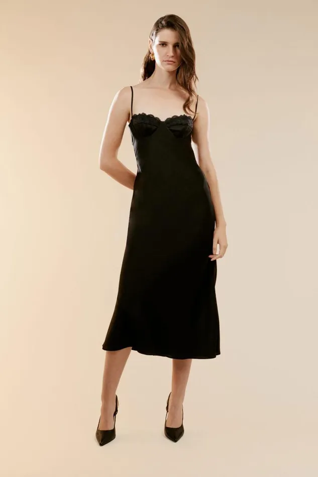 Women Bardot Party Dresses Sabina Midi Dress In Black
