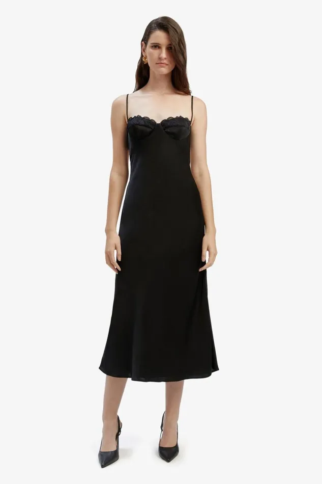 Women Bardot Party Dresses Sabina Midi Dress In Black Women Bardot Party Dresses Sabina Midi Dress In Black