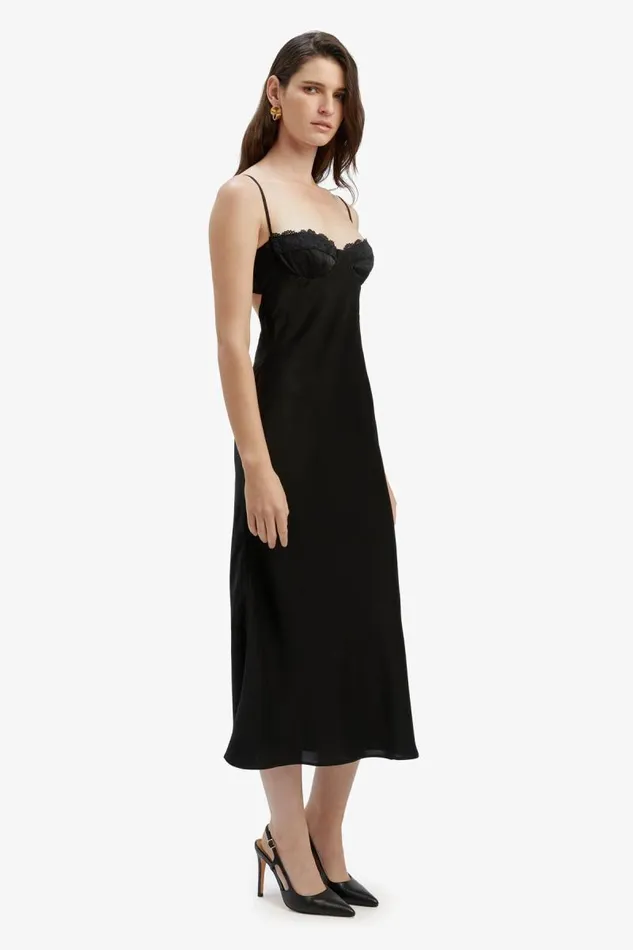 Women Bardot Party Dresses Sabina Midi Dress In Black Women Bardot Party Dresses Sabina Midi Dress In Black