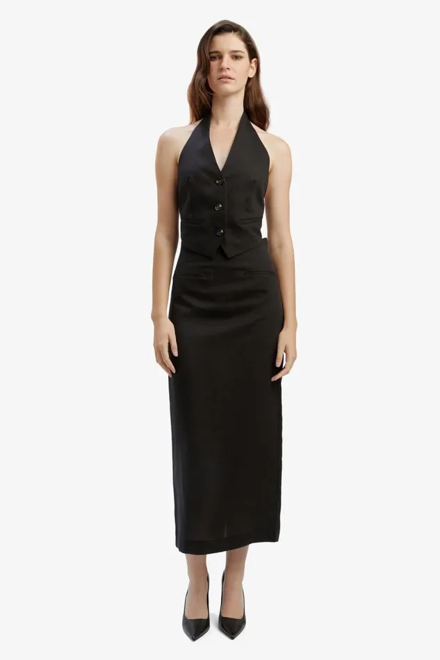 Women Bardot Party Tops Felda Linen Vest In Black Women Bardot Party Tops Felda Linen Vest In Black