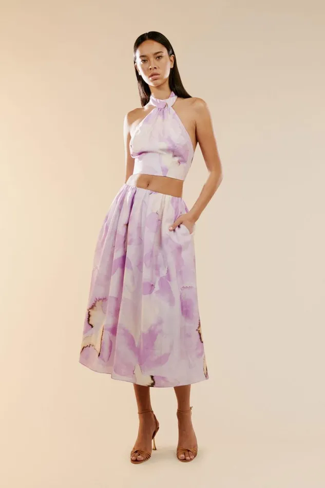 Women Bardot Skirts Leia Midi Skirt In Lavender Floral