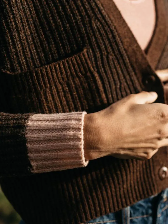 Women Baxter Cardi Seal Brown Twistblush Finisterre Knitwear