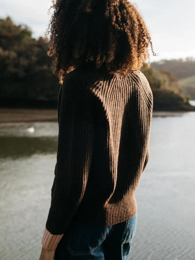 Women Baxter Cardi Seal Brown Twistblush Finisterre Knitwear