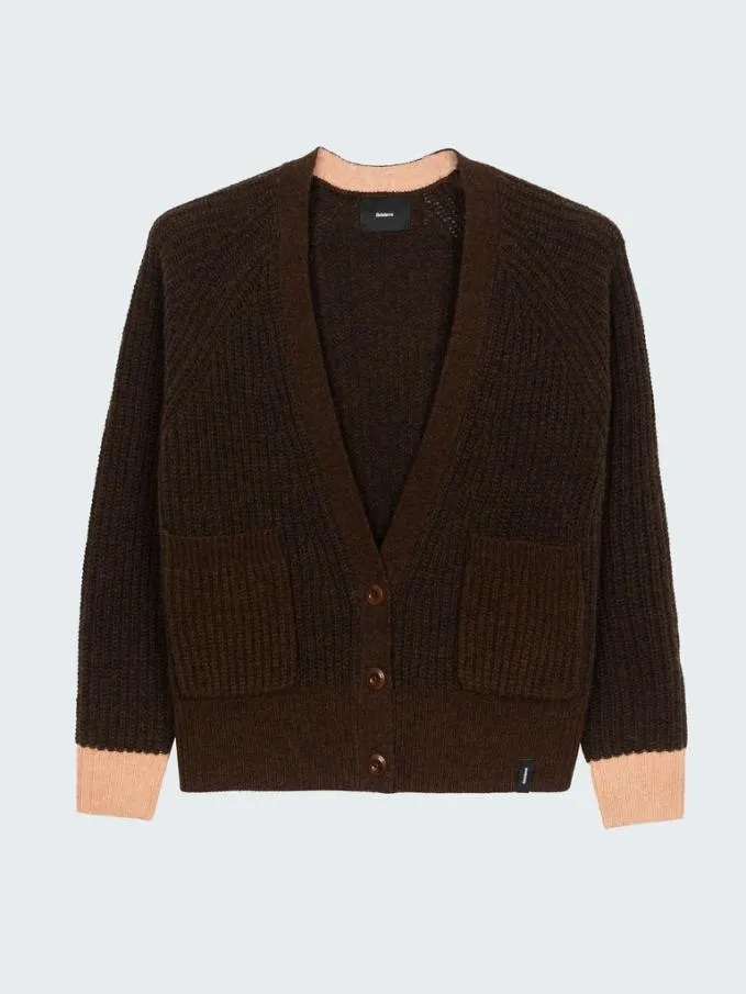 Women Baxter Cardi Seal Brown Twistblush Finisterre Knitwear