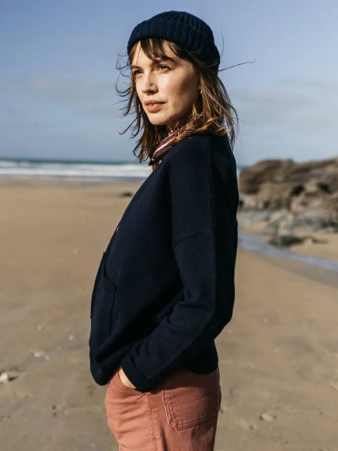Women Bedivere Cardi Navy Finisterre Knitwear
