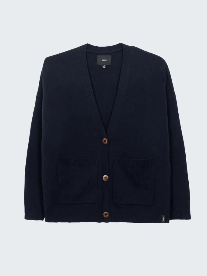 Women Bedivere Cardi Navy Finisterre Knitwear