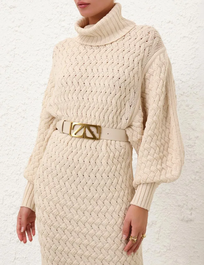 Women Belts Zimmermann Monogram Belt 40 Almond