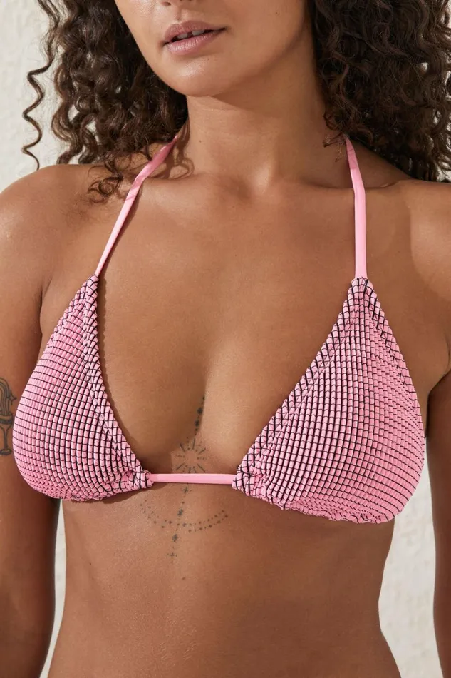 Women Bikinis Cotton On Slider Triangle Bikini Top Neon Crushblack Crinkle Women Bikinis Cotton On Slider Triangle Bikini Top Neon Crushblack Crinkle