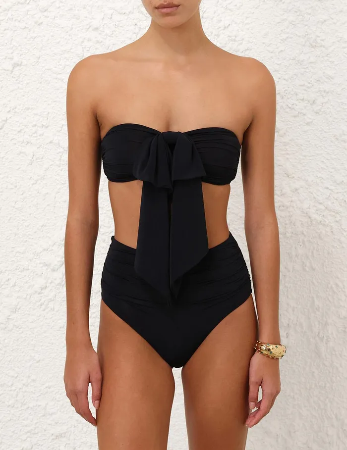 Women Bikinis Zimmermann Tallow Drape High Waist Pant Black