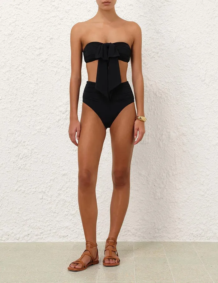 Women Bikinis Zimmermann Tallow Drape High Waist Pant Black