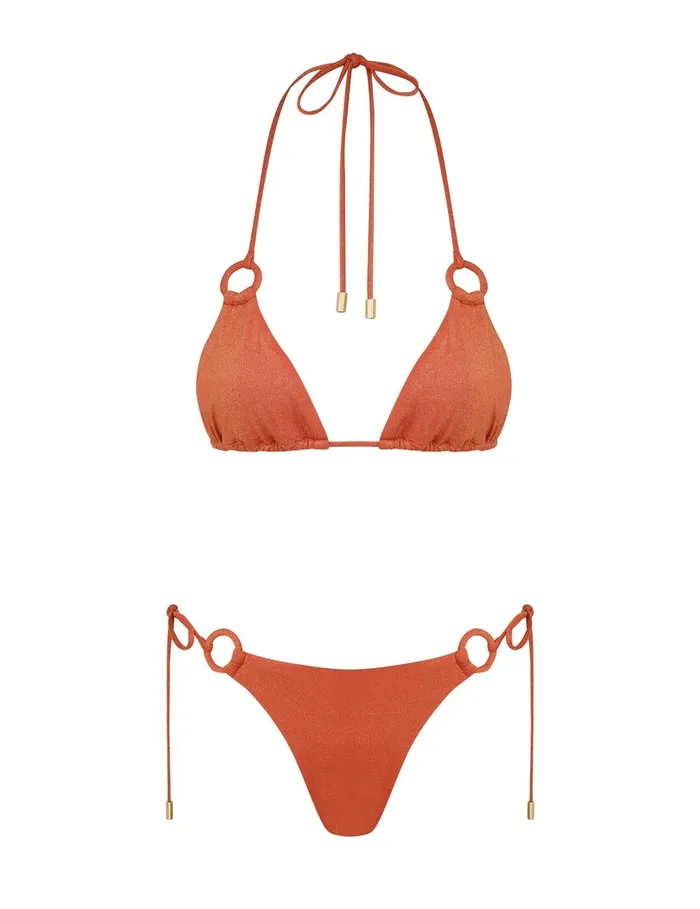 Women Bikinis Zimmermann Tallow Metallic Ring Bikini Burnt Orange