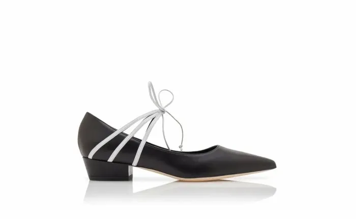 Women Black And White Nappa Leather LaceUp Pumps Manolo Blahnik Pumps
