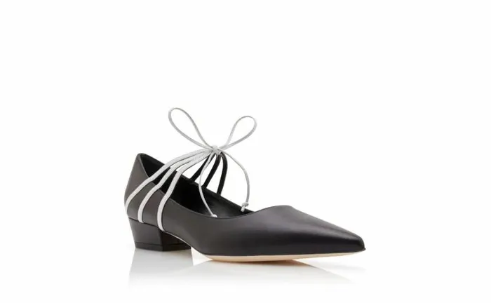 Women Black And White Nappa Leather LaceUp Pumps Manolo Blahnik Pumps