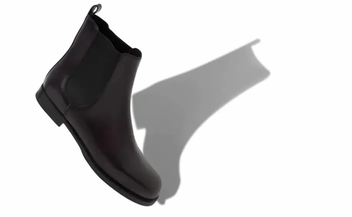 Women Black Calf Leather Chelsea Boots Manolo Blahnik Flats
