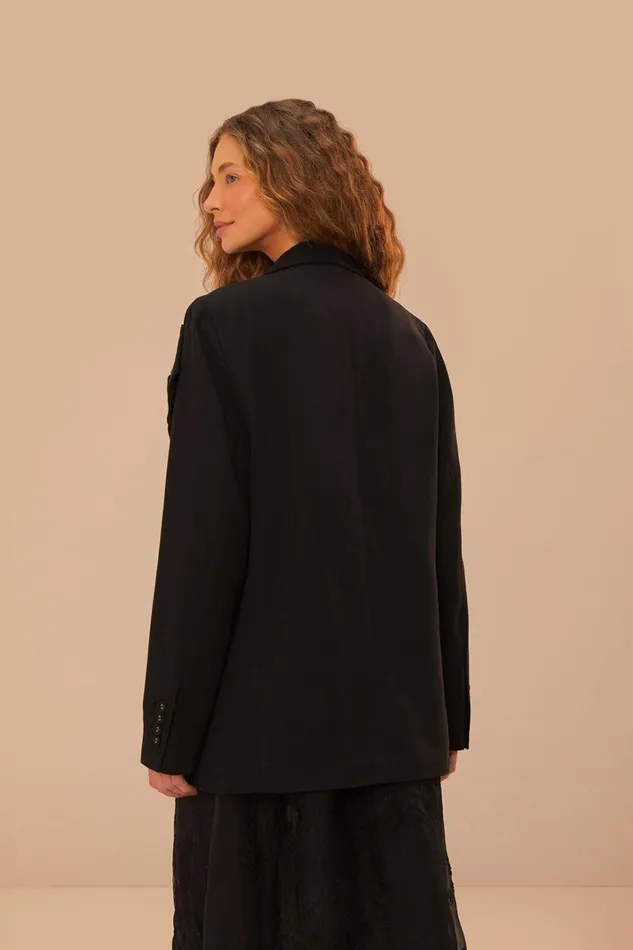 Women Blazers Farm Rio Black Flowered Blazer