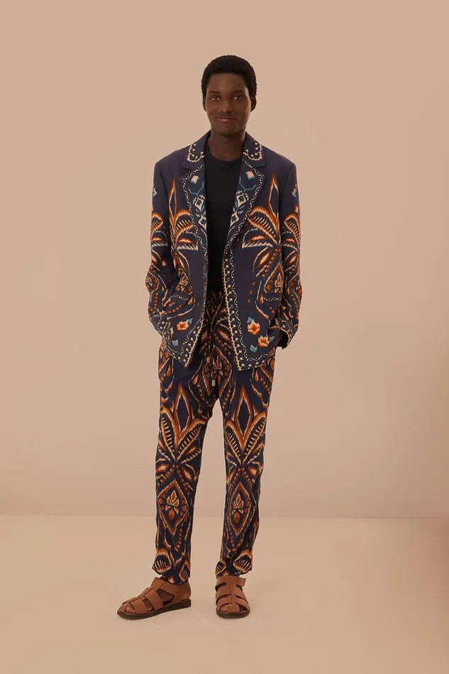 Women Blazers Farm Rio Blue Pineapple Ikat Blazer