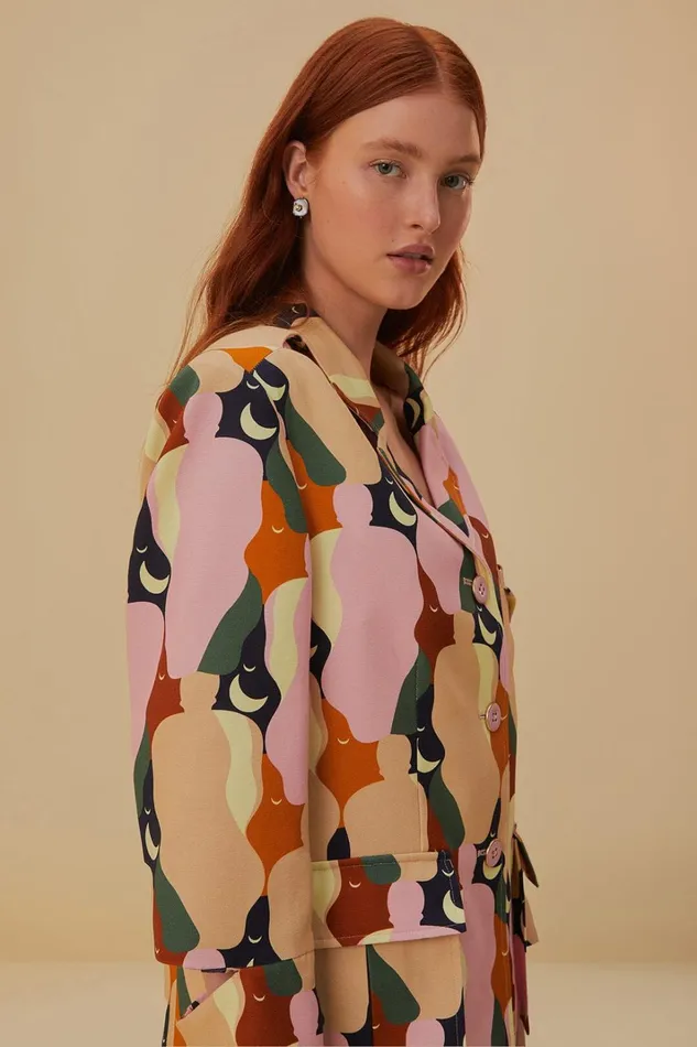 Women Blazers Farm Rio The Kiss Multicolor Cut Out Blazer