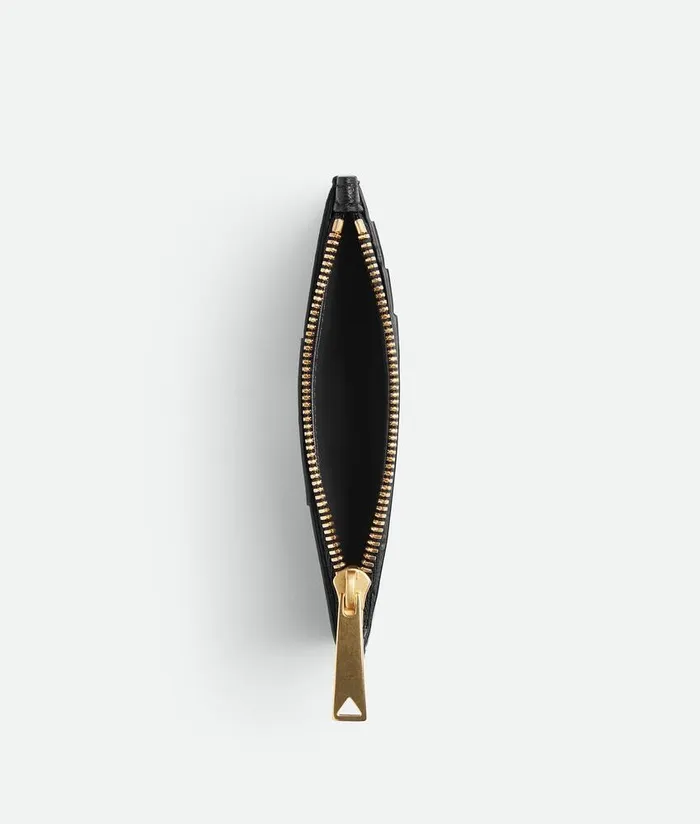 Women Bottega Veneta Card Cases Cassette Zippered Card Case Black