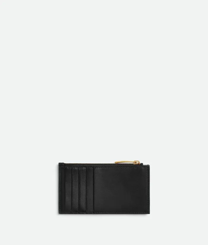 Women Bottega Veneta Card Cases Cassette Zippered Card Case Black