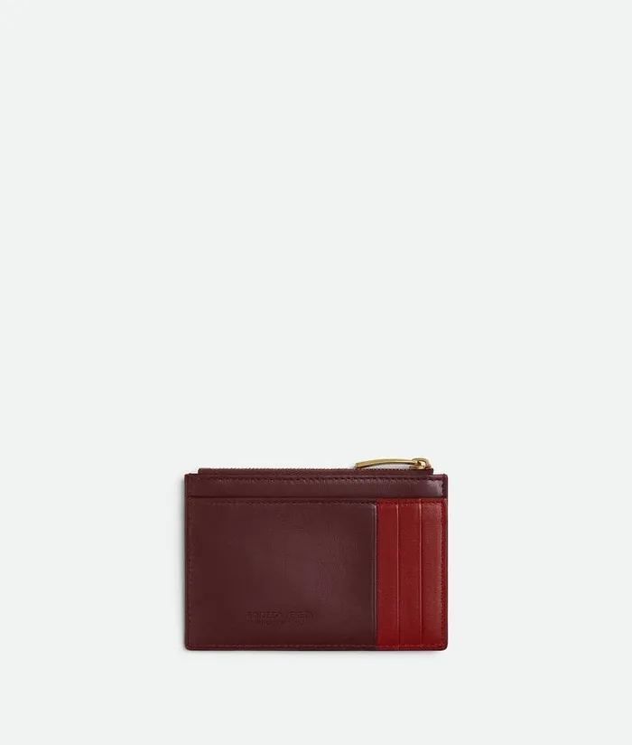 Women Bottega Veneta Card Cases Cassette Zippered Card Case Madder Brownrosewood