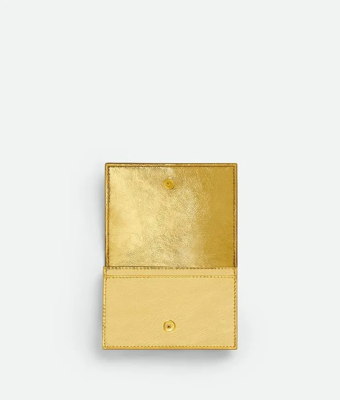 Women Bottega Veneta Card Cases Intrecciato Business Card Case Gold