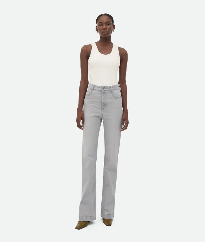 Women Bottega Veneta Denim Light Grey Washed Flared Denim Light Grey