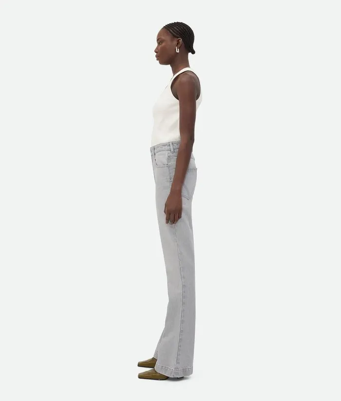 Women Bottega Veneta Denim Light Grey Washed Flared Denim Light Grey