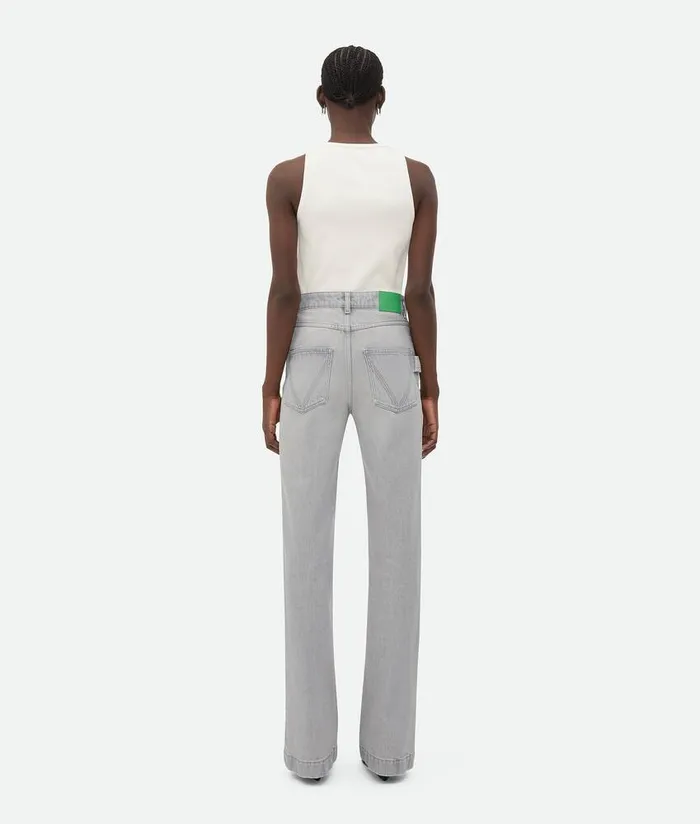 Women Bottega Veneta Denim Light Grey Washed Flared Denim Light Grey