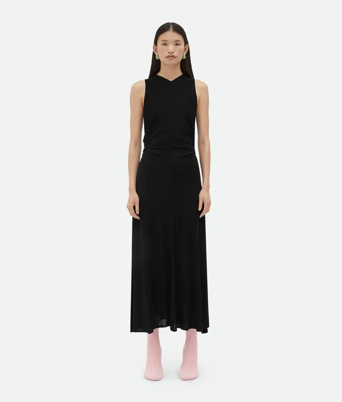 Women Bottega Veneta Dresses Viscose Jersey Long Dress With Knot Ring Black