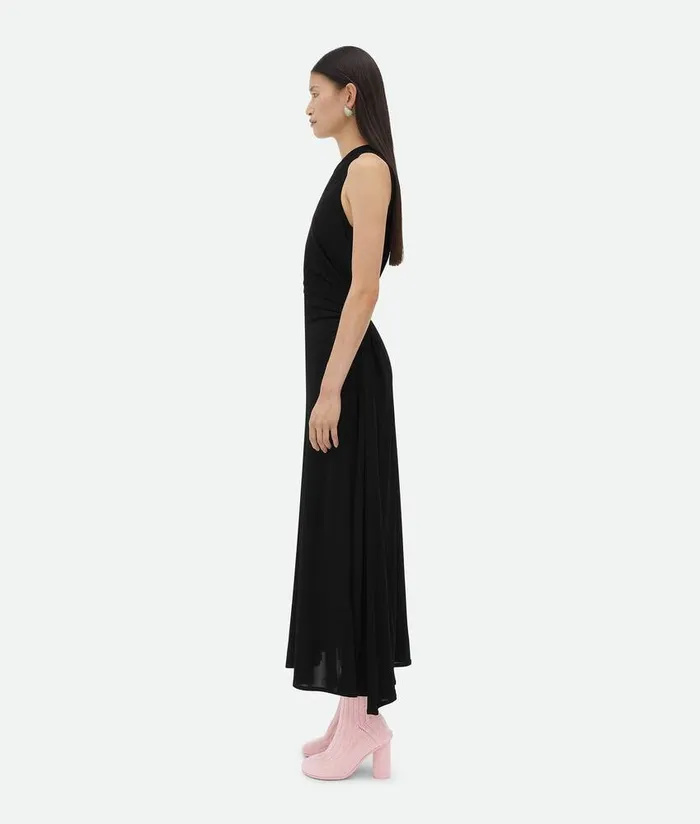 Women Bottega Veneta Dresses Viscose Jersey Long Dress With Knot Ring Black