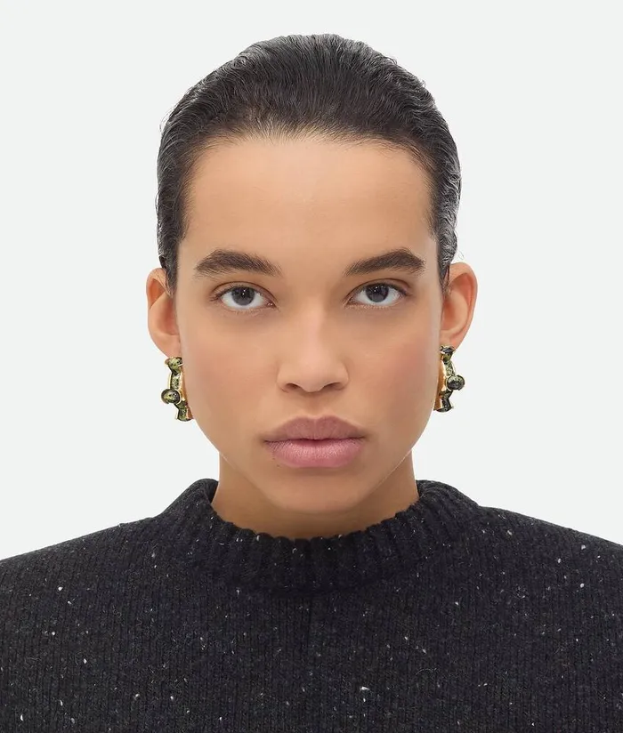 Women Bottega Veneta Earrings Ellipse Ceramic Earrings Yellowblackwhite