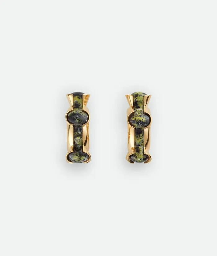 Women Bottega Veneta Earrings Ellipse Ceramic Earrings Yellowblackwhite