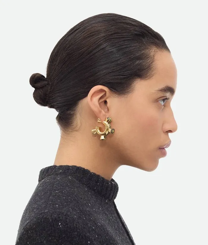 Women Bottega Veneta Earrings Ellipse Ceramic Earrings Yellowblackwhite