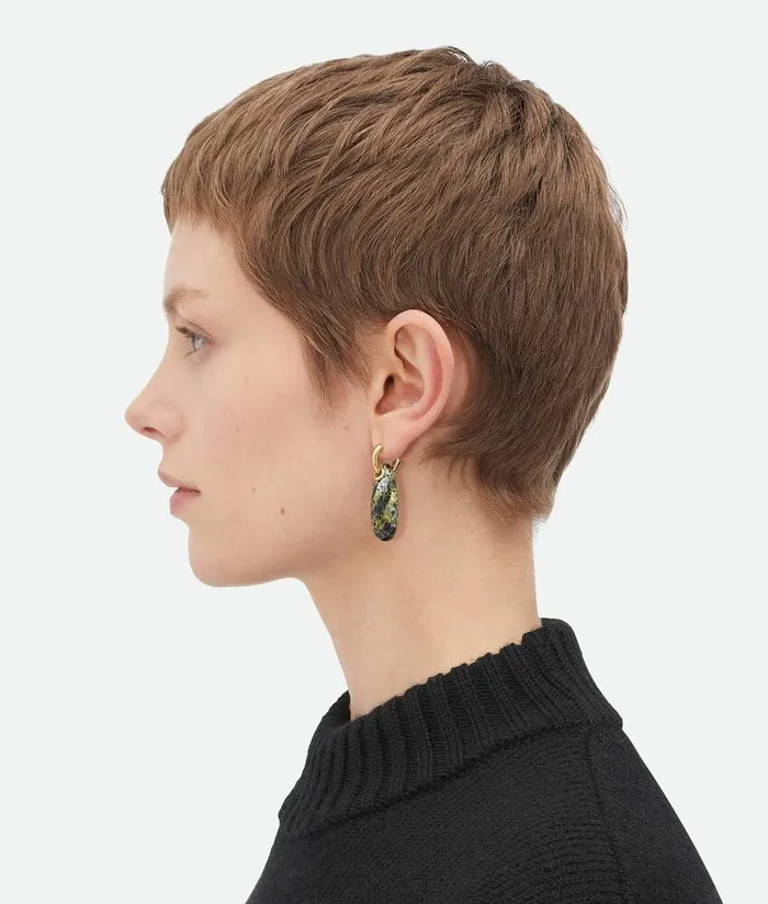 Women Bottega Veneta Earrings Ellipse Small Ceramic Earrings Yellowblackwhite
