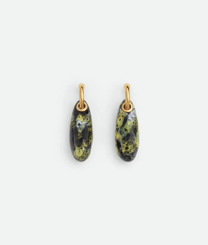 Women Bottega Veneta Earrings Ellipse Small Ceramic Earrings Yellowblackwhite